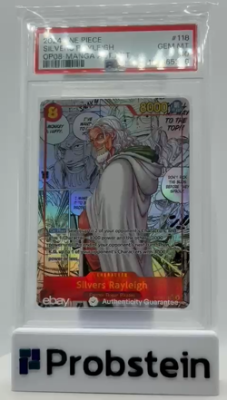 2024 One Piece OP08 Manga Alternate Art #118 Silvers Rayleigh PSA 10 GEM MINT - Image 2