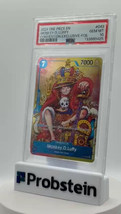 2024 One Piece En Convention Exclusive Foil #043 Monkey D. Luffy PSA 10 GEM MINT - Image 2