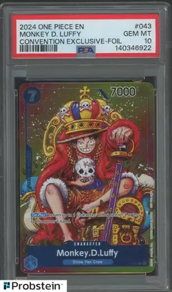 2024 One Piece EN Convention Exclusive Foil #043 Monkey D. Luffy PSA 10 GEM MINT - Image 1