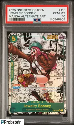 2025 One Piece OP-12 EN Manga Alternate Art #118 Jewelry Bonney PSA 10 GEM MINT - Image 1