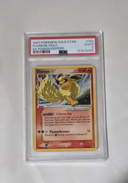 Pokemon Gold Star Flareon Holo EX Power Keepers 100/108 PSA 2 Ultra Rare - Image 1