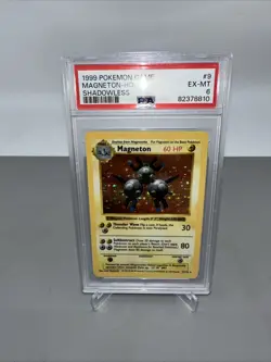 Pokemon TCG Magneton Base Set Holo Shadowless Rare Card 9/102 Psa 6 - Image 1