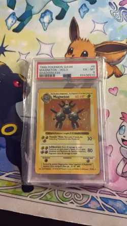 Pokemon TCG Magneton Base Set Holo Shadowless Rare Card 9/102 Psa 6 - Image 1