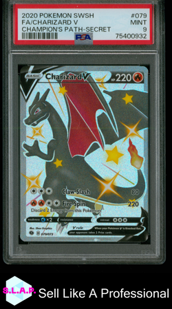 FA/CHARIZARD V CHAMPION'S PATH-SECRET POKEMON SWSH CHAMPION PATH 2020 079 PSA 9 - Image 1