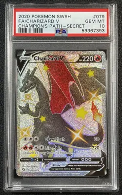 FA CHARIZARD V PSA 10 2020 POKEMON SWSH CHAMPION'S PATH #079/073 SECRET FULL ART - Image 1