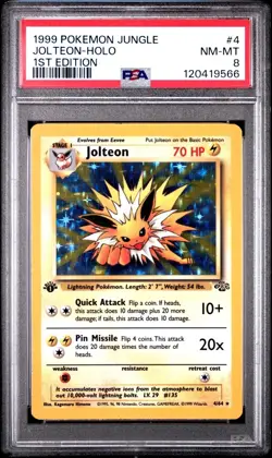 1999 Pokemon Jungle 1st Edition #4 Jolteon - Holo PSA 8 - Image 1