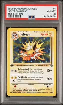 1999 POKEMON JUNGLE 1ST EDITION #4 JOLTEON-HOLO PSA 8 - Image 1