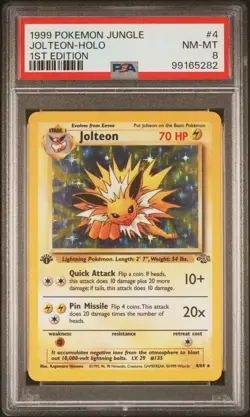 1999 POKEMON JUNGLE 1ST EDITION #4 JOLTEON-HOLO PSA 8 - Image 1