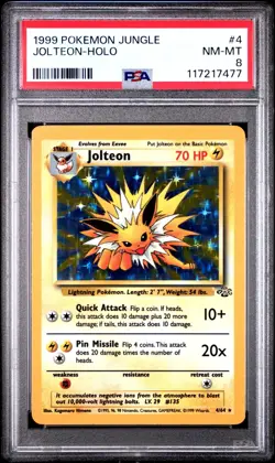 1999 Pokemon TCG Jungle Set Jolteon Holo Rare 1st Edition 4/64 PSA 8 - Image 1