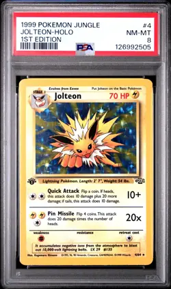 1999 POKEMON JUNGLE 1ST EDITION #4 JOLTEON-HOLO PSA 8 - Image 1