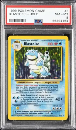1999 POKEMON GAME #2 BLASTOISE-HOLO PSA 8 - Image 1