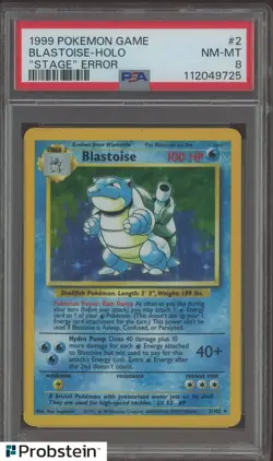 1999 Pokemon Game #2 Blastoise Holo Stage Error PSA 8 NM-MT - Image 1