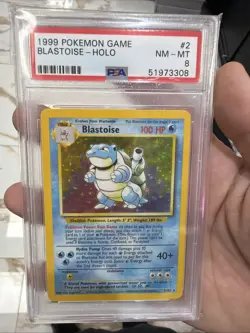 1999 POKEMON GAME BLASTOISE-HOLO #2 PSA NM-MT 8 - Image 1