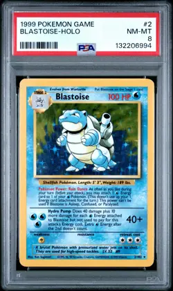 1999 POKEMON GAME #2 BLASTOISE-HOLO PSA 8 - Image 1