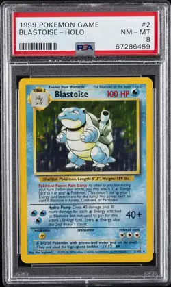 1999 POKEMON GAME #2 BLASTOISE-HOLO PSA 8 - Image 1