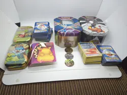 Pokemon Tin with Coin Random Common/ Uncommon Cards/ Holos Lot - Image 2
