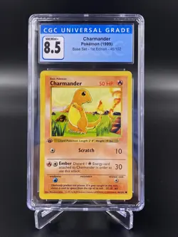 CGC 8.5 Charmander 1st Edition Shadowless Base Set 1999 Pokemon Card #46 - Image 1