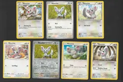 Minccino Pokemon Card Collection Set of 7 English Cards Cute Reverse Holo - Image 1
