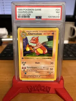 1st Edition Shadowless Charmeleon 24/102 Base Set Pokemon Card PSA 7 - Image 1