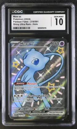 CGC 10 GEM MINT Mew EX Shiny Ultra Rare Paldean Fates 216/091 Pokemon Card psa - Image 1
