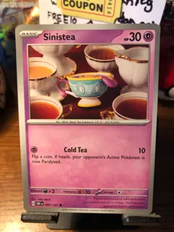 Pokemon TCG | Sinistea 097/197 | Common | Obsidian Flames | NM | Yuka Morii - Image 1