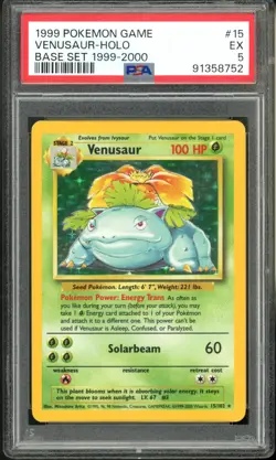 1999 Pokemon Base Set 15/102 Venusaur Holo PSA 5 1999-2000 4th Print - Image 1