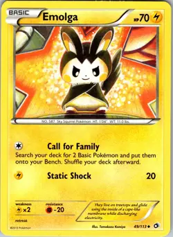 Emolga 49/113 Uncommon Regular BW: Legendary Treasures Pokemon TCG LP - Image 1