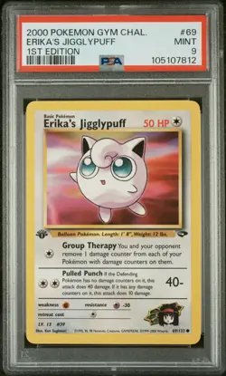 2000 POKEMON GYM CHALLENGE 69 ERIKA'S JIGGLYPUFF 1ST EDITION - PSA MINT 9 - Image 1
