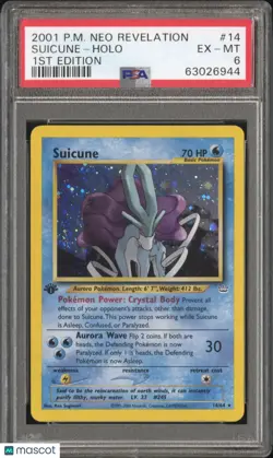 2001 Pokemon Neo Revelation Suicune Holo 1st Edition PSA 6 #14 - Image 1
