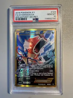 2016 POKEMON XY BREAKPOINT SECRET #123 FULL ART/GYARADOS EX PSA 10 - Image 1