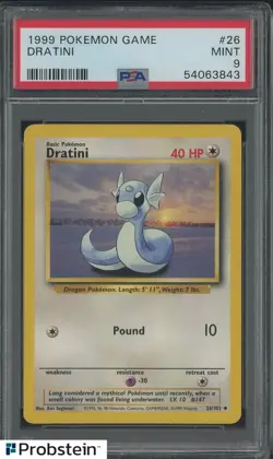 1999 Pokemon Game #26 Dratini PSA 9 MINT - Image 1