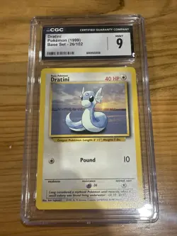 1999 POKEMON GAME DRATINI CGC 9 - #26 26/102 MINT GENUINE - BASE SET - Image 1