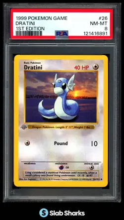 1999 POKEMON SET 1ST EDITION #26/102 DRATINI PSA 8 - Image 1