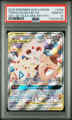 Pokemon Togepi & Cleffa & Igglybuff GX 143A/236 Alt Art Tag Team PSA 10 GEM MINT - Image 1