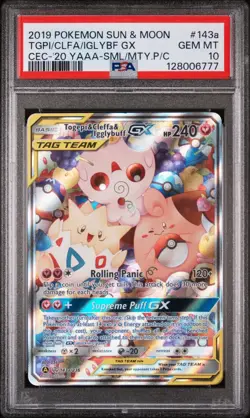Pokemon Togepi & Cleffa & Igglybuff GX 143A/236 Alt Art Tag Team GEM MINT PSA 10 - Image 1