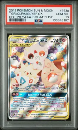 Pokemon Togepi & Cleffa & Igglybuff GX 143A/236 Alt Art Tag Team PSA 10 GEM MINT - Image 1