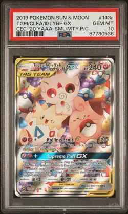 Pokemon Togepi & Cleffa & Igglybuff GX 143A/236 Alt Art Tag Team GEM MINT PSA 10 - Image 1