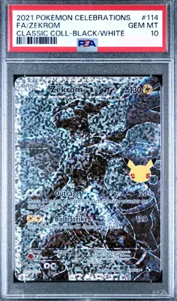 PSA 10 GEM MINT 2021 POKEMON CELEBRATIONS FULL ART ZEKROM BLACK/WHITE 114/114 - Image 1