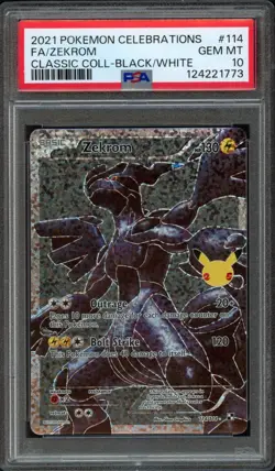 2021 Pokemon Celebrations Classic Collection Zekrom 114/114 PSA 10 Gem Mint - Image 1