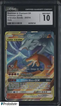 Rashiram & Charizard GX 2019 Pokemon Unbroken Bonds 20/214 CGC 10 GEM MINT - Image 1