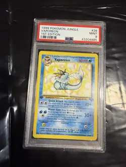 Pokemon 1st Edition Vaporeon 28/64 Jungle Non-Holo Rare PSA 9 Mint - Image 1