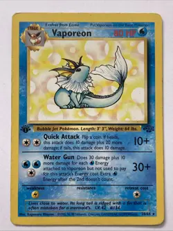 Vaporeon 28/64 1st Edition Pokemon Card Jungle Rare Non Holo TCG - Image 1