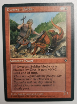Dwarven Soldier Version B - MTG 1994 Fallen Empires Magic the Gathering Red Card - Image 1