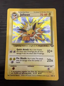 Jolteon From Pokemon Jungle Unlimited Holo Rare Card 4/64 LP Vintage - Image 1