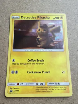 Detective Pikachu SM190 Black Star Promo Rare Holo Card Pokemon TCG (No Stamp) - Image 1