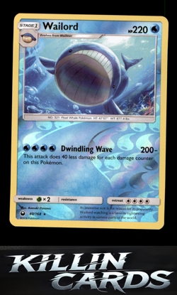 Reverse Holofoil Wailord 40/168 Pokemon Rare SM - Celestial Storm Card NM - Image 1