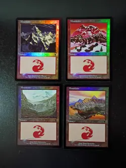MTG Mountain Odyssey 343 344 345 346/350 Basic Land 4 Card Foil Lot - Image 1