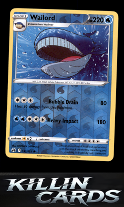 Reverse Holofoil Wailord 032/159 Pokemon Rare Crown Zenith Card NM - Image 1