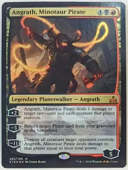 Angrath, Minotaur Pirate - Rivals of Ixalan - Mythic Rare- FOIL Planeswalker MTG - Image 1