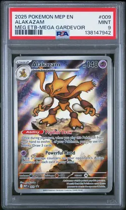 2025 POKEMON MEP EN-ME BLACK STAR PROMO #009 ALAKAZAM PSA 9 - Image 1